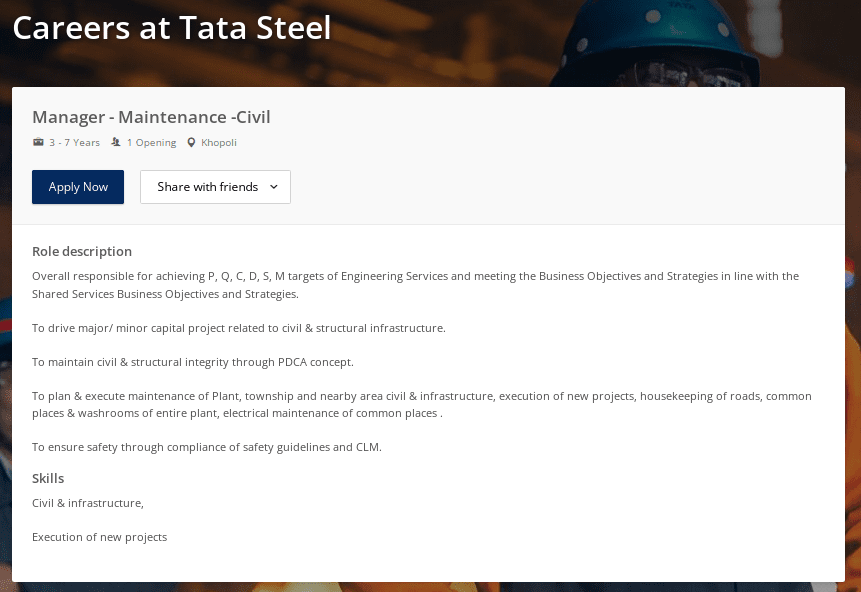 TATA Steel IPO Online Job 2023